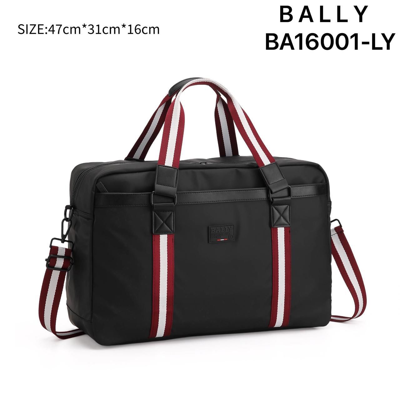 BAL LAB Black Colour Red Stripe Italian Leather Imported Premium Quality Duffle Bag BA16001-LY