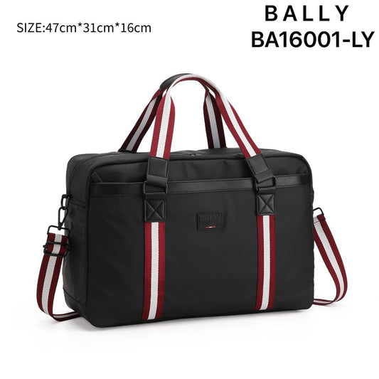 BAL LAB Black Colour Red Stripe Italian Leather Imported Premium Quality Duffle Bag BA16001-LY