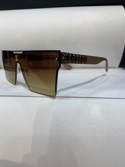 Uol Gold Beige Frame Brown Shade Unisex Sunglass 58394 64 16 144 C1