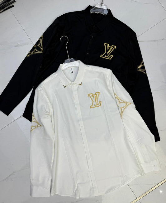 FASHION UOL LOU Black Colour Golden Embroidery Full Sleeve Imported Shirt 821