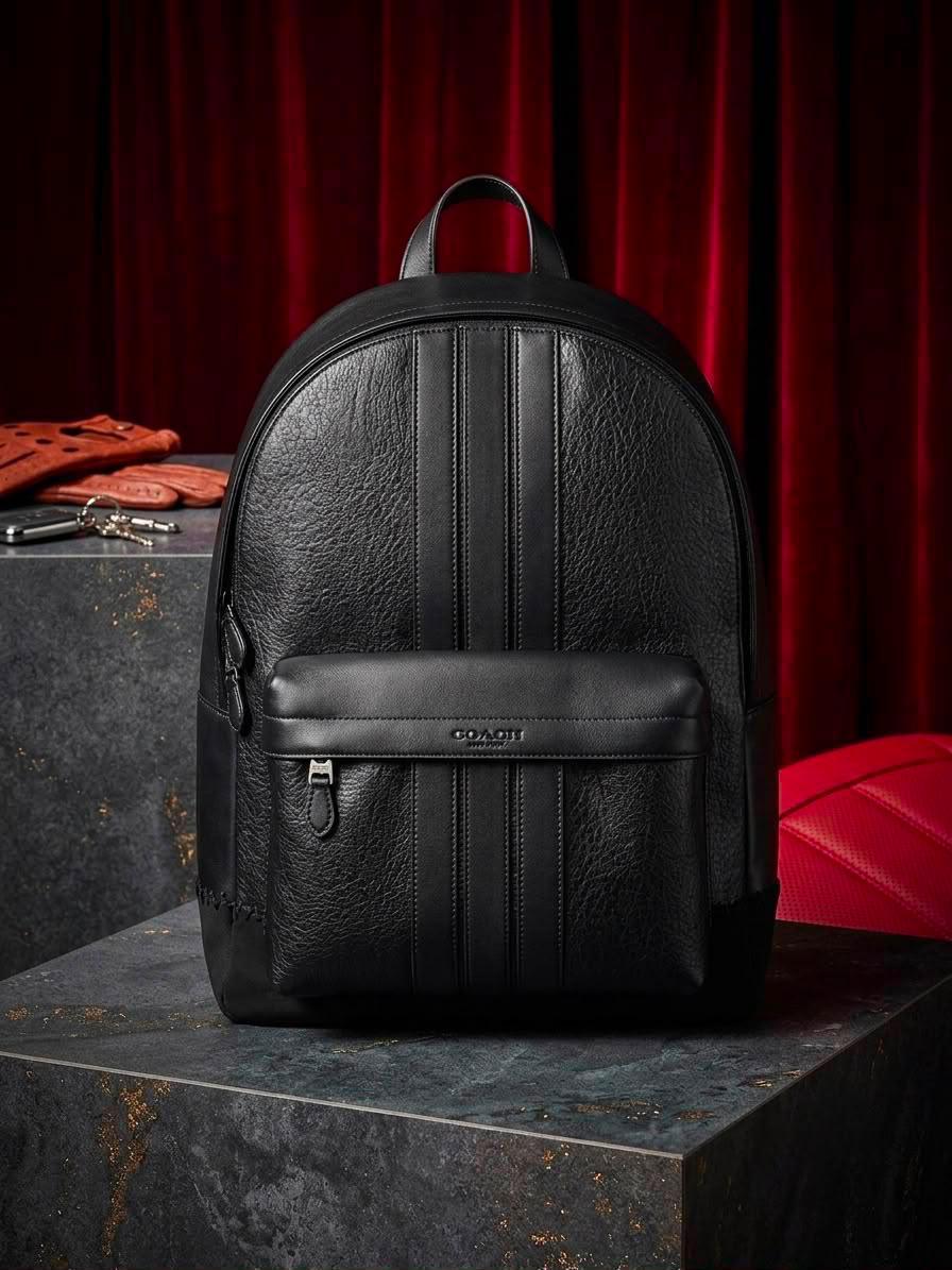 AOC COA Black Colour Leather  Premium Quality Imported Unisex Versity Backpack 991326