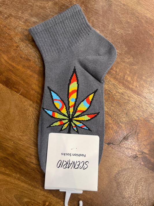 Scenario Grey Colour Flower Print Premium Quality Ankle Socks 991294