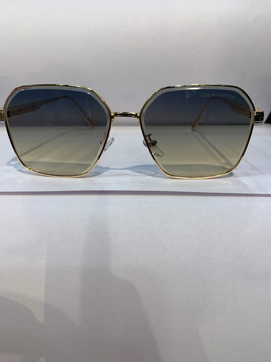 UOL Golden Frame Grey Trancy  Shade Unisex Sunglasses 28741 59 14 140 C6