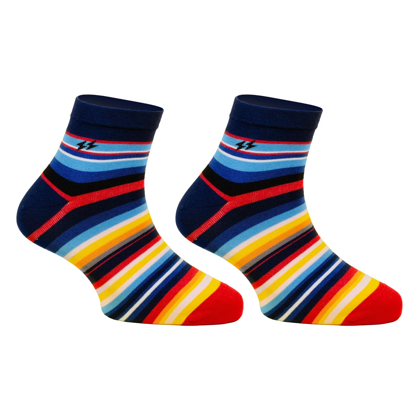 PAPA SOCKS Red & Blue Strips Print Ruddy Blue Edition Premium Quality Half Unisex Socks 989951