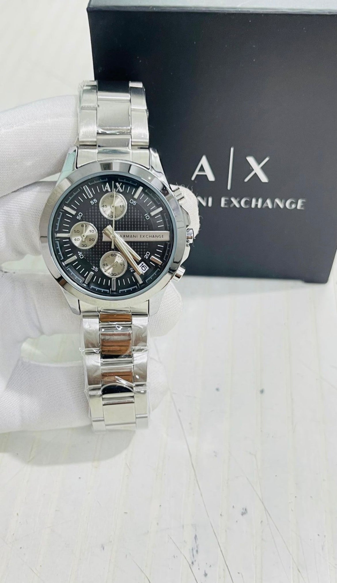 Mra Aix Silver Copper Chain Black Dial Chronograph Working Unisex Watch 989852