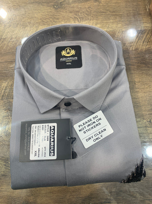 AQUARIUS  Grey Color With Leaf Print Design Premium Quality Full sleeve Shirt 2469