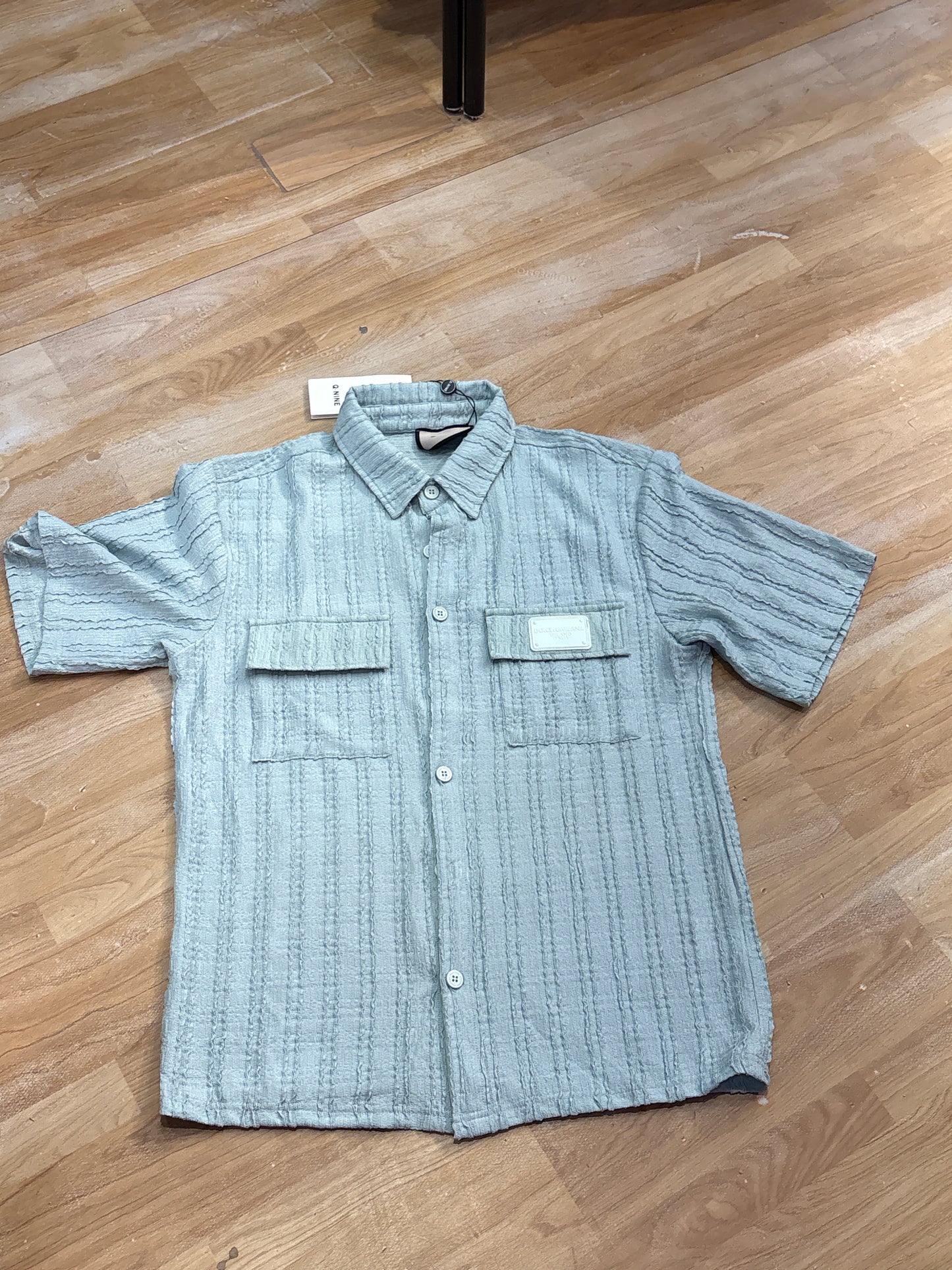 Q-Nine Lod Dol Green Colour Knit Fabric Double Pocket Premium Quality Shirt 6062