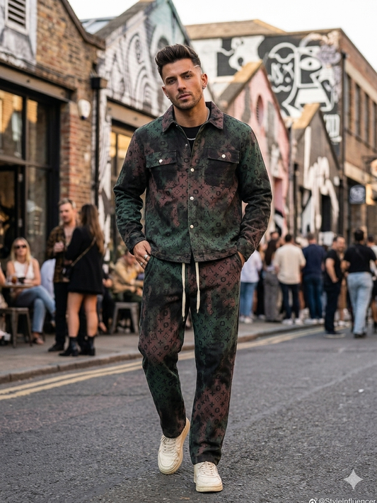 SHOW HONOR UOL LOU Denim Green Maroon Black Colour With VL Print Shirt And Jeans Imported Unisex Coord Set H001