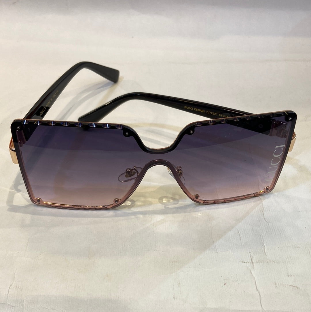 CUG GG Print Golden Frame Black Pink Shade Sunglasses TJ72221 61 13-142