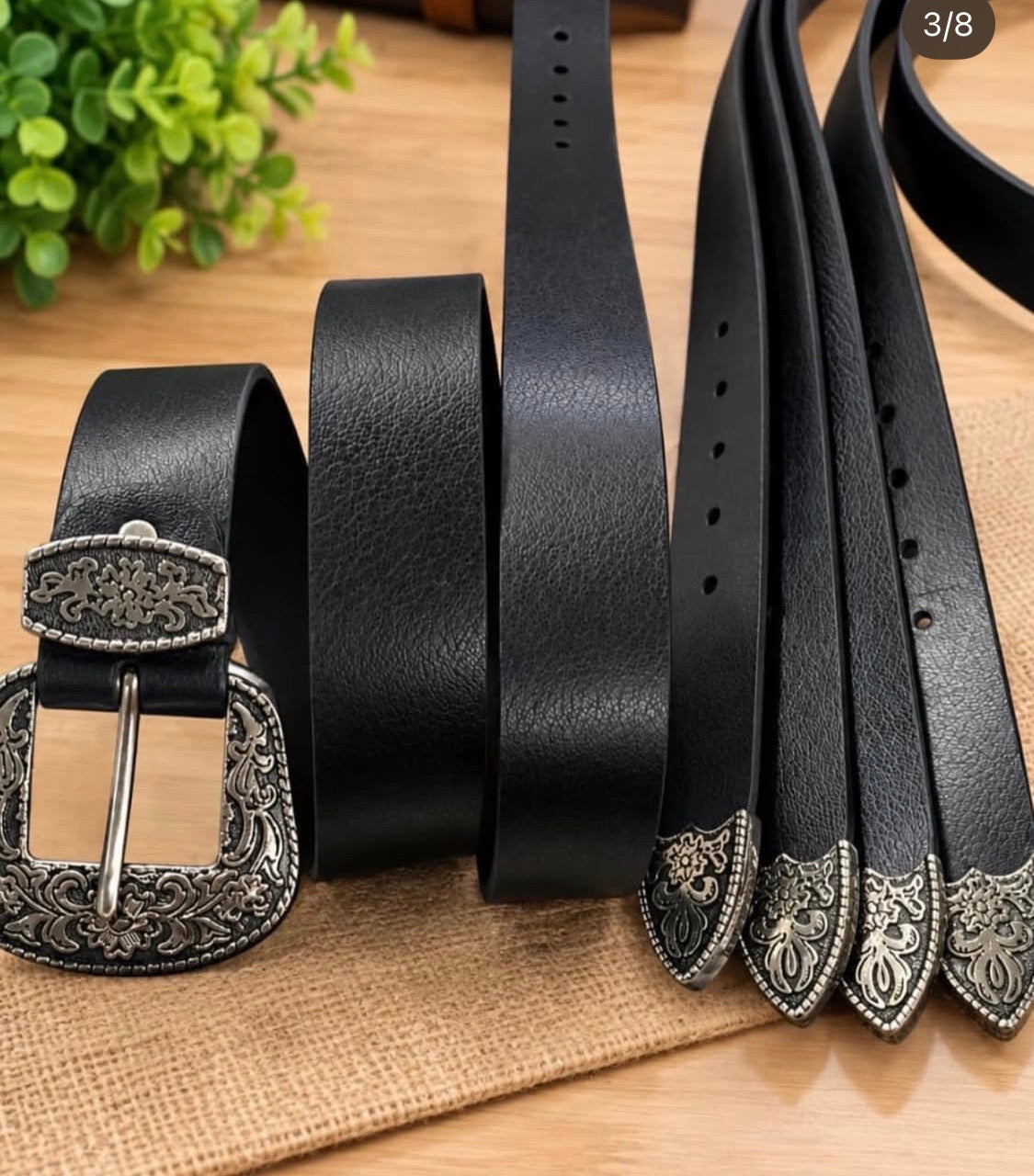 LDA Silver Buckle Black Strap Heavy Design Premium Quality Unisex Belt 991439