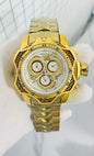 Vin INV Gold Chain Golden Ring White Golden Dial Heavy Man Watch 990426