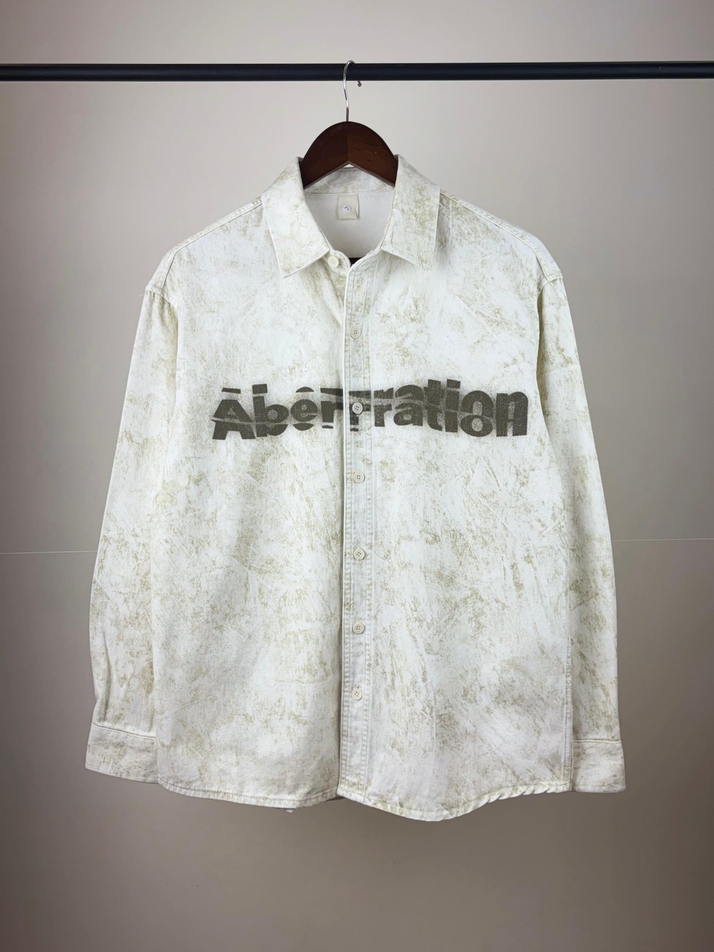 ABERRRATION Cream Grey Green Dual Tone Full Sleeve Shacket 3635