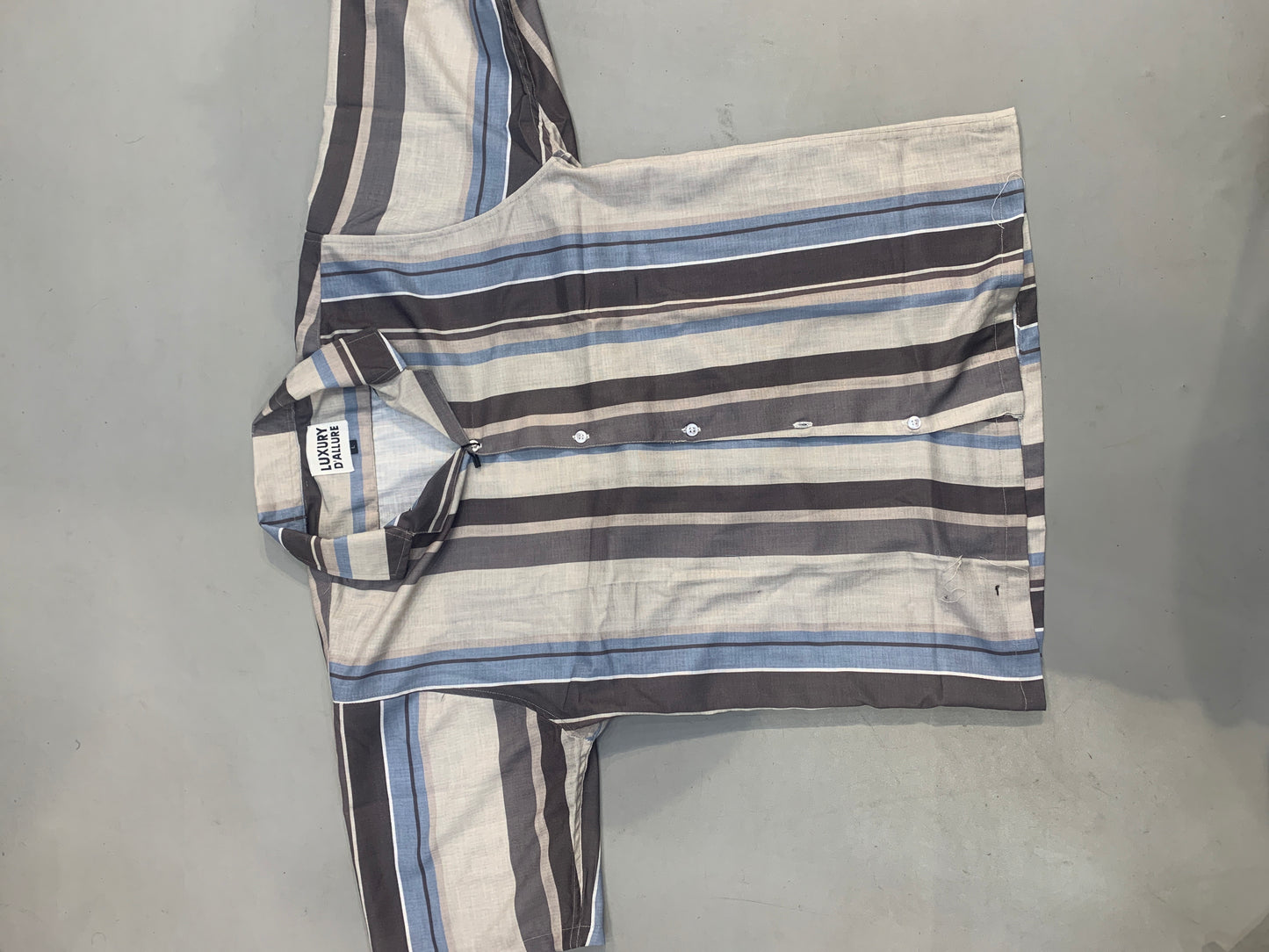 LDA Grey Black Blue Lining Half Sleeve Men’s Shirt 989606
