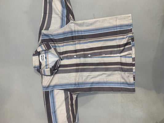 LDA Grey Black Blue Lining Half Sleeve Men’s Shirt 989606