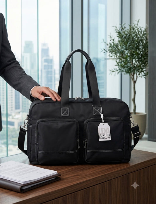 LDA Black Colour Multiple Pocket Premium Quality Imported Unisex Duffel Bag F-1