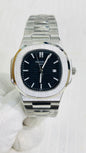 PP Silver Chain Black Dial Pat Tap Heavy Machinery Men’s Watch 989663