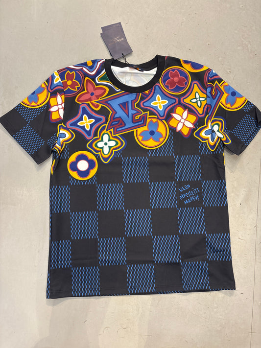 Luyimengkou Black Colour With Yellow Blue VL Print Imported Unisex Jersey T-Shirt 51015