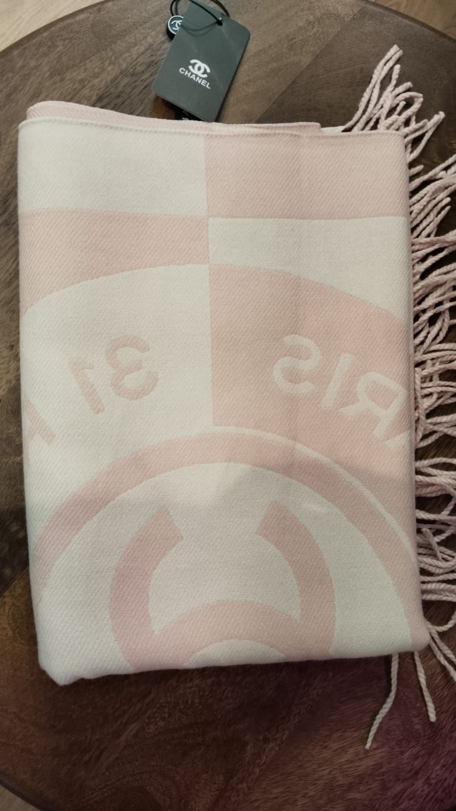 Ahc Pink Cream Colour With Ahc Print Winter Muffler 0296
