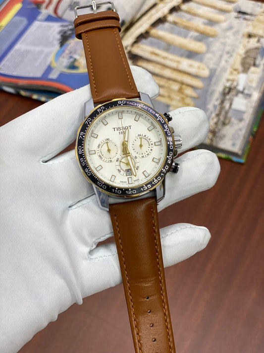 SIT TIS Tan Leather Strap White Gold Dial Men’s Watch 988325