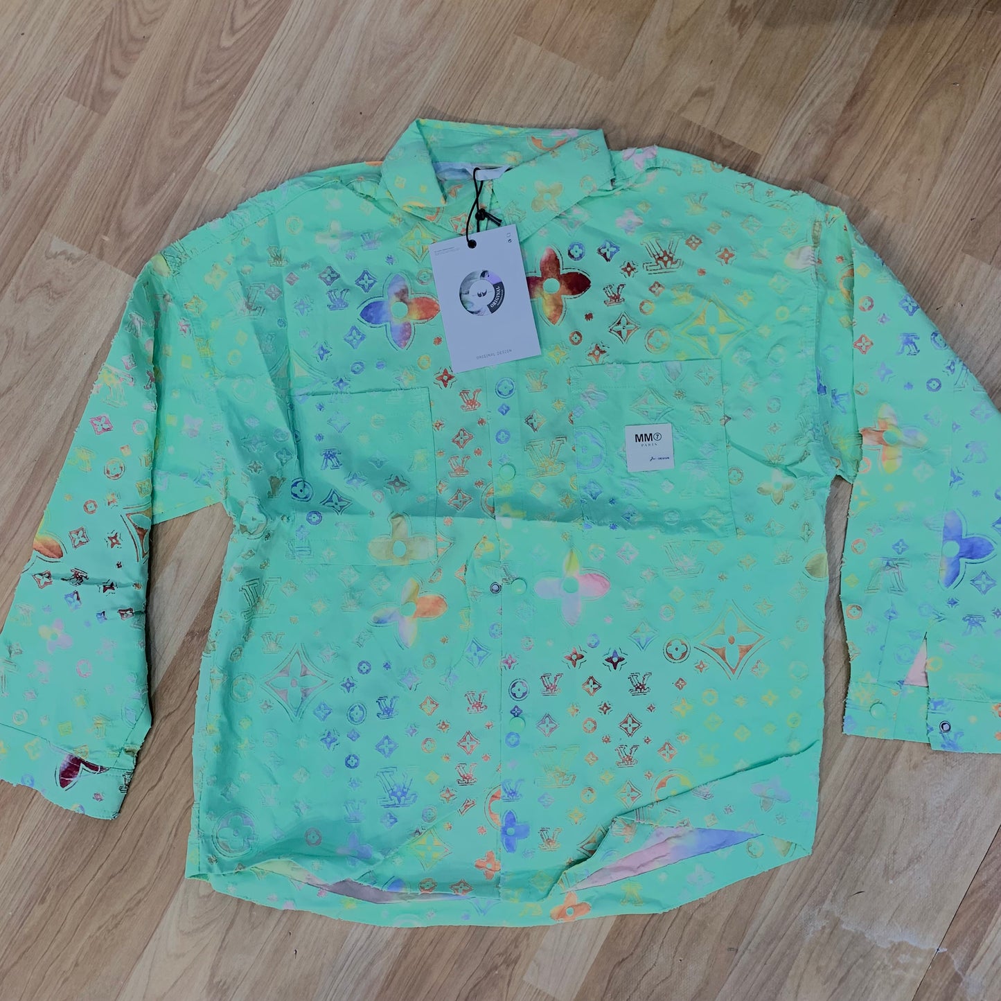 Green Multi Color MM7 Paris Ju Design Shirt Shacket 8758