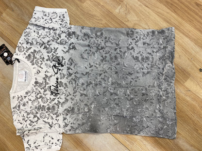 Selection White Grey Flower Printed Unisex T Shirt 5414866