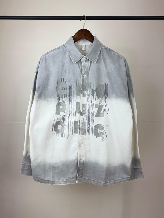 CAE PUZ GHC Grey Cream Dual Tone Colour Full Sleeve Shacket 3691