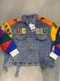 GCCIU Blue With Multi Colour Premium Quality Imported Free Size Unisex Denim Jacket 818