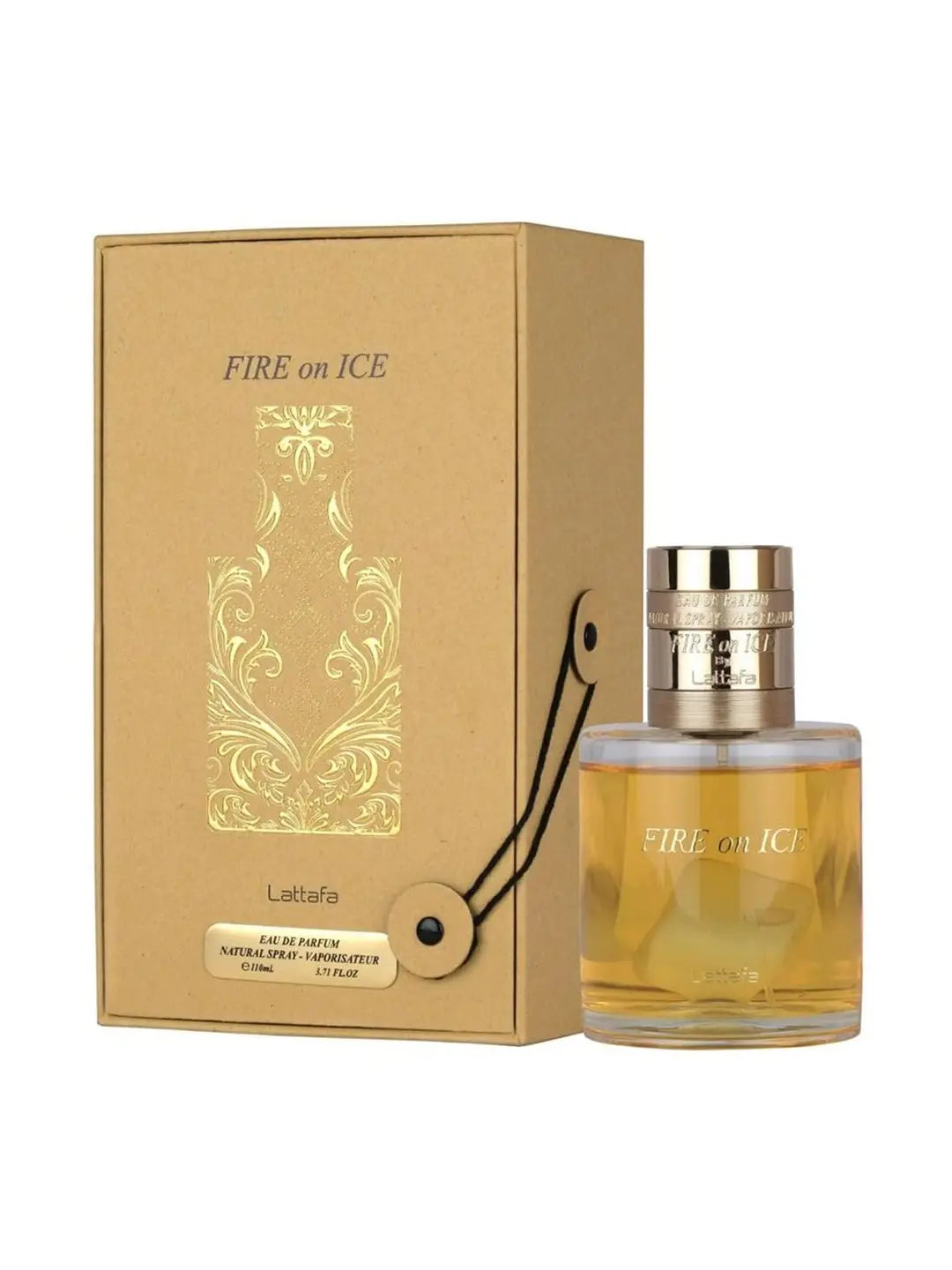 Lattafa Fire On Ice Eau de Parfum is a unisex luxury fragrance in a 110 ml (3.71 fl. oz.) bottle.