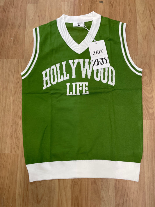 ZFJY Green  Colour HollyWood Life Print Premium Quality Tank Top 9608