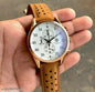 Gat Brown Strap Copper Ring White Dial Chrono Working Men’s Watch 991306