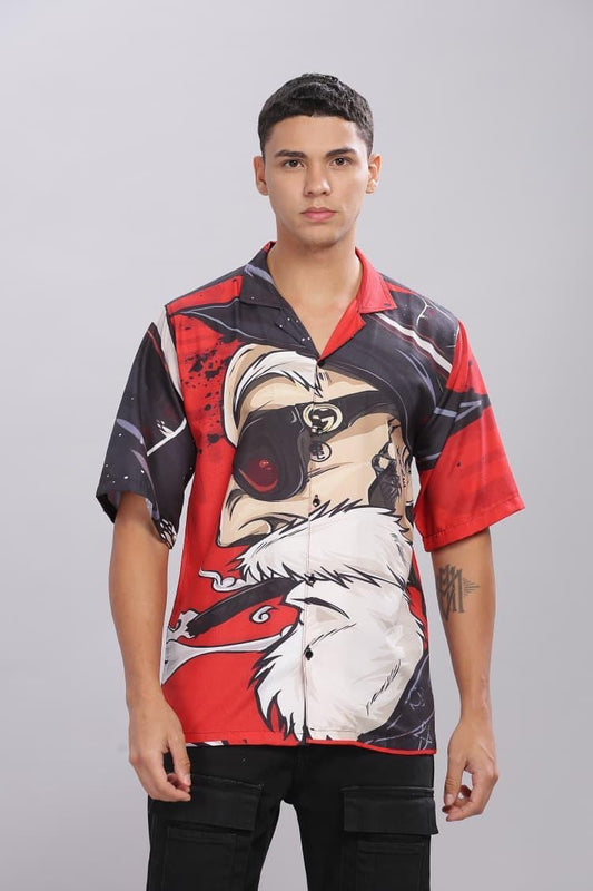 LDA Orange Black Colour Dragon Ball Z Print Half Sleeve Men’s Shirt 989605