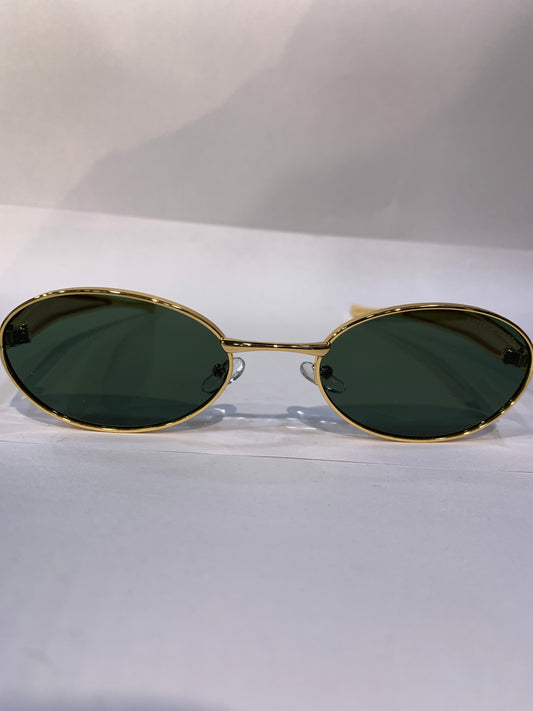 TOB Golden Frame Green Shade Unisex Sunglasses DY108 55 21 136
