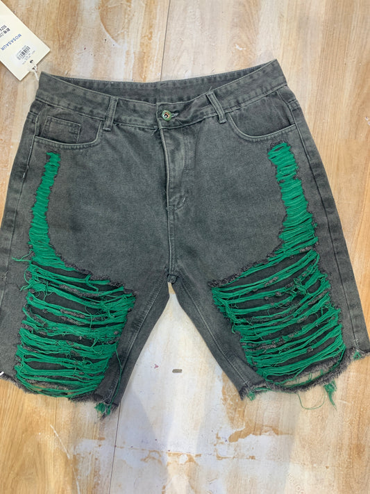Mosasaur Dark Grey Denim Green Thread Premium Quality Unisex Shorts 989405