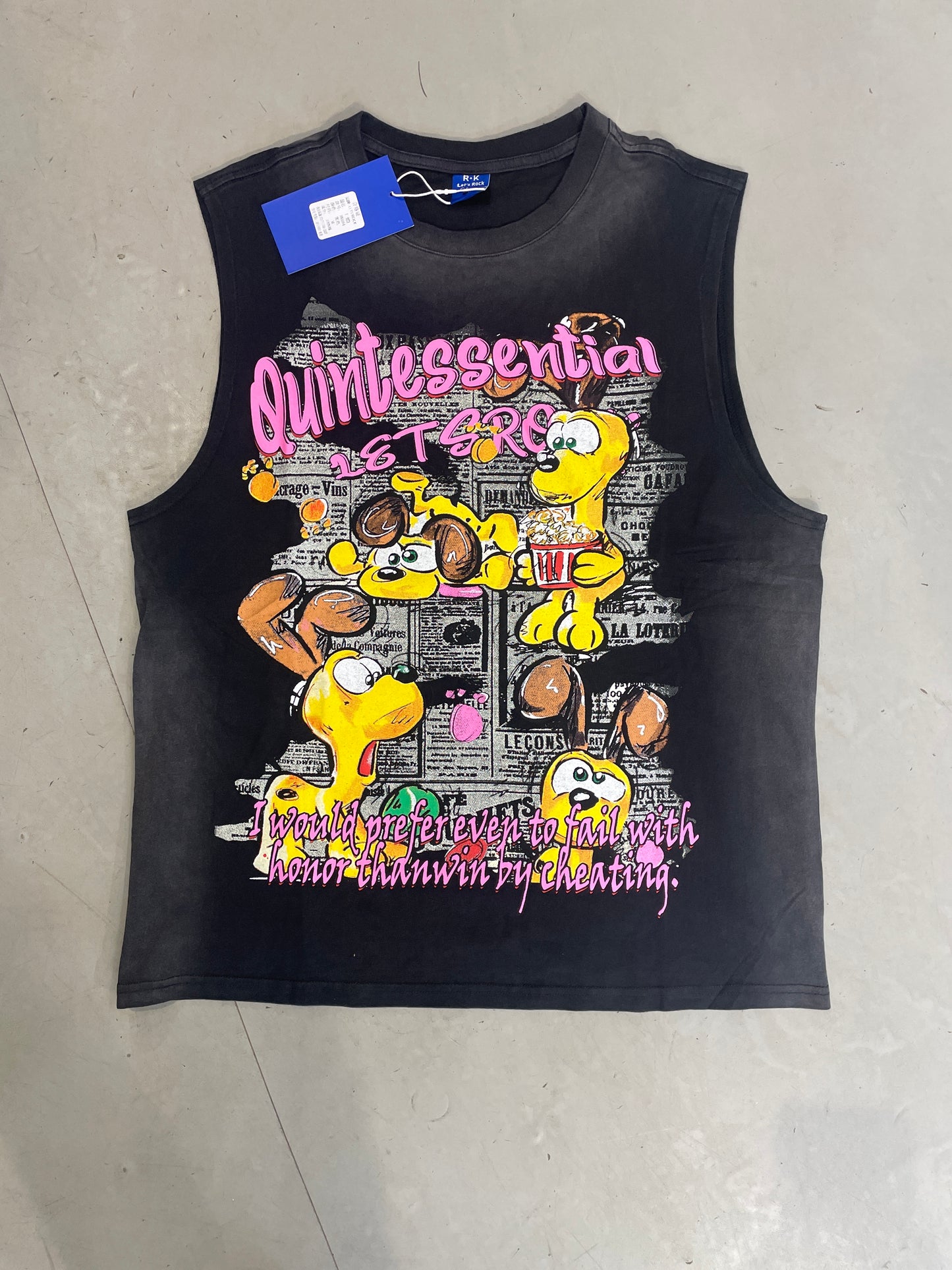 R.K Black Graffiti Print Imported Unisex Tank Top RK694