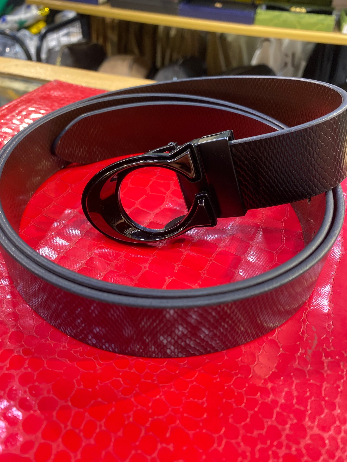 AOC COA Black Buckle With Black Brown Double Side Strap Men’s Belt 989917