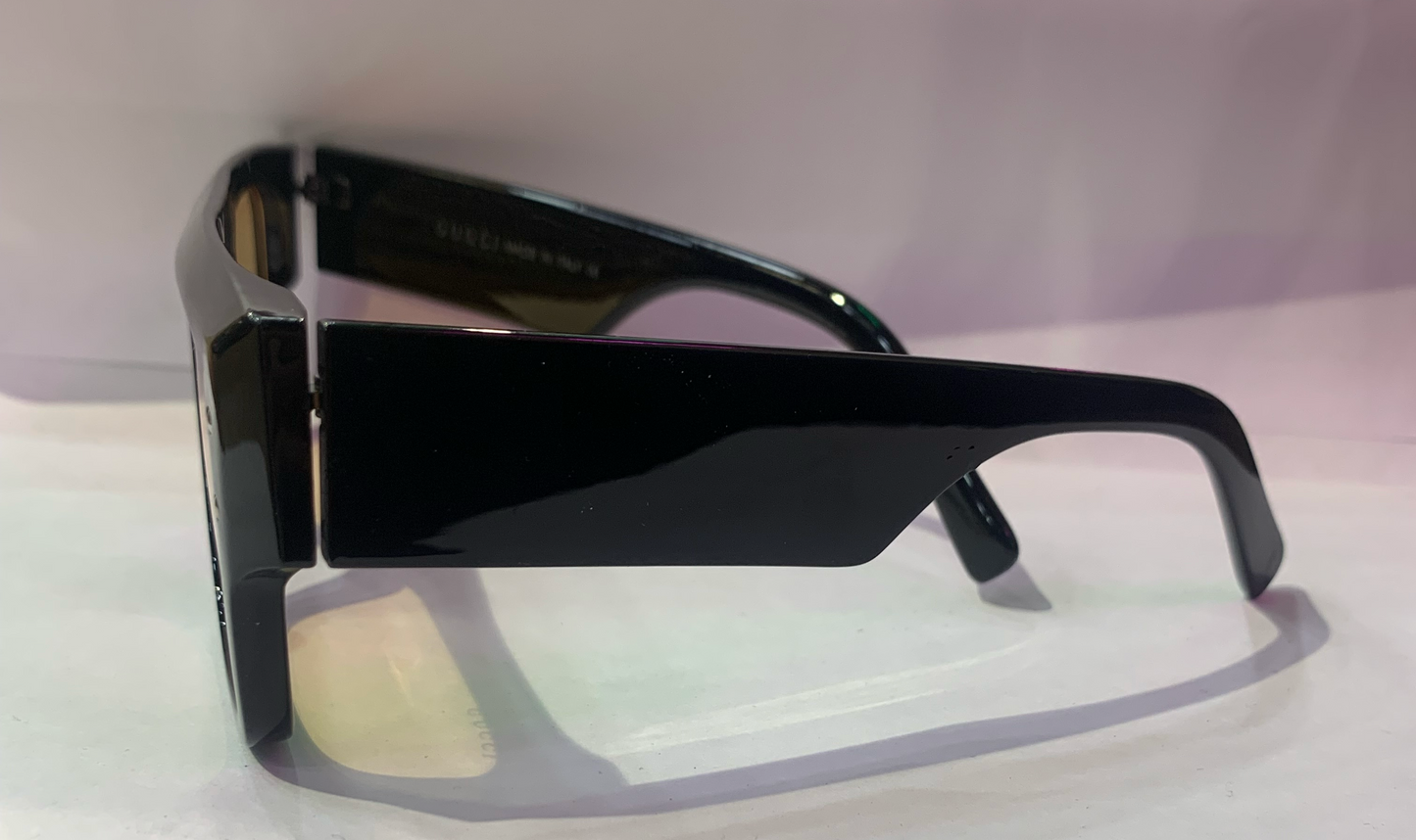CUG Glossy Black Frame Yellow Shade Unisex Sunglasses ZN3837 55 17-140