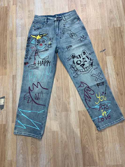 Important Blue Jeans Panted Joker & Dog H866