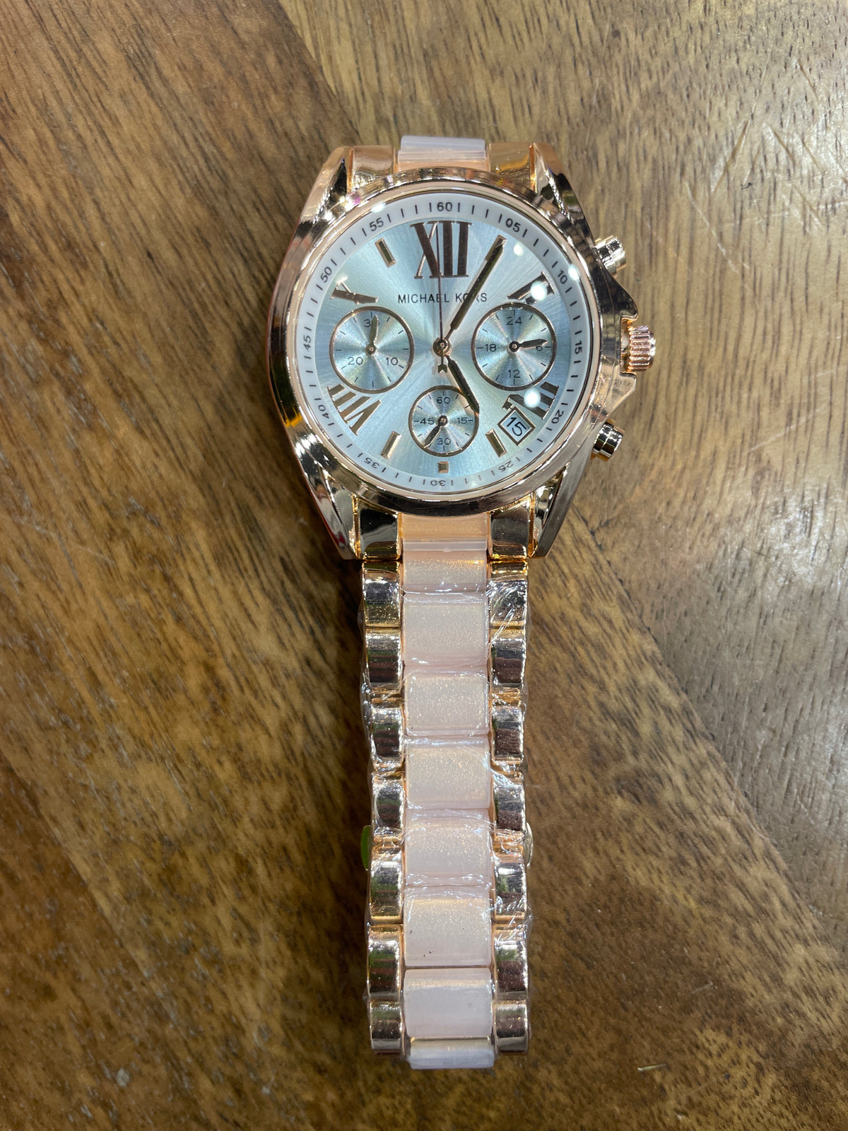 CIM MIC Copper Pink Chain White Dial Studed Chronograph working Ladies Watch 991217