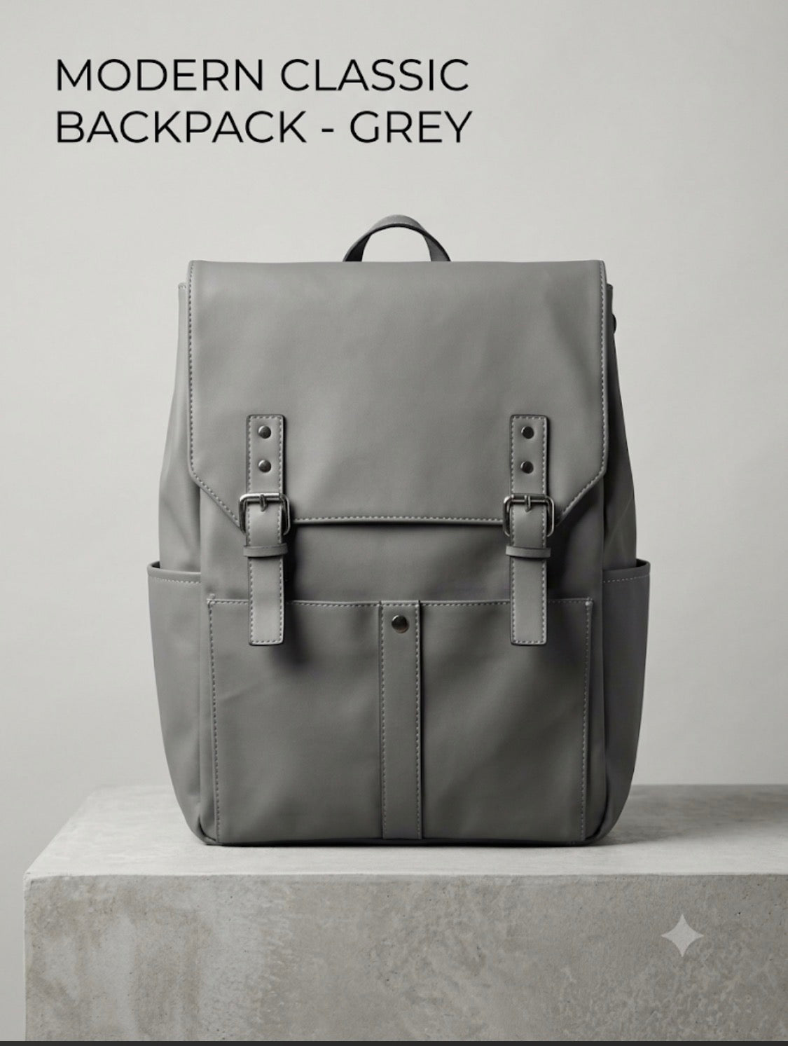 LDA Grey Colour Italian Leather Premium Quality Imported Unisex Backpack 8610