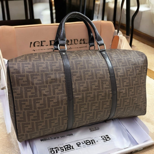 NEF FEN Brown Colour FF Print Premium Quality Duffle Bag 988980