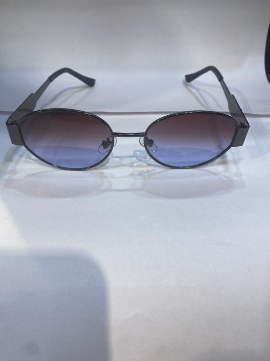 LEC Metal Grey Frame Purple Bluish Shade Unisex Sunglasses 25003 55 17 145