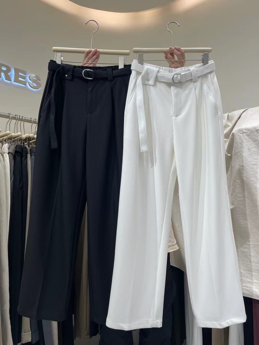 Korean Trouser Pant With Belt Black Colour Imported Fabric Straight Fit T80201