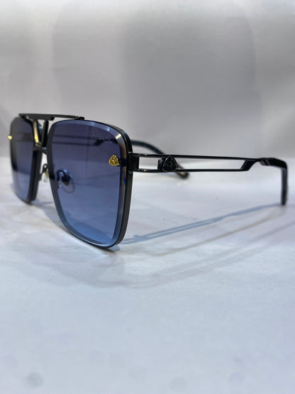 YAM Black Frame Blue Trancy Shade Unisex Sunglass 58372 62 16 146 C5