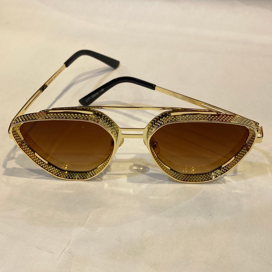 MAR RAM Golden Frame Brown Shade Sunglass 2171 56 15-146