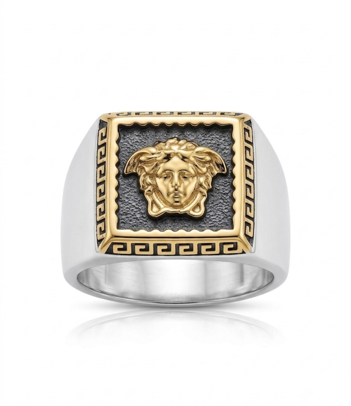 REV VER Golden Outline Stylish Silver Black Ring for Men 991099