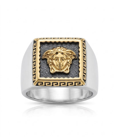 REV VER Golden Outline Stylish Silver Black Ring for Men 991099