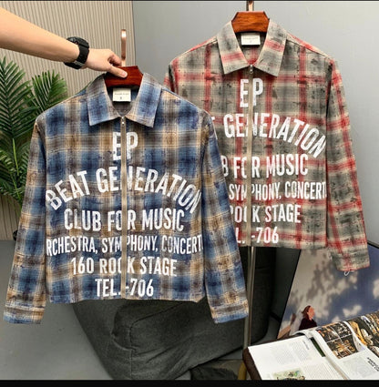 Savage Base Blue Brown Check  Beat Generation Print Premium Quality Full sleeve Imported Shirt 9530-A