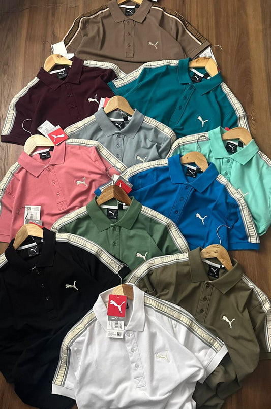 MUP Teal Colour With Shoulder Embroidery And front Logo Coller Tshirt 65110