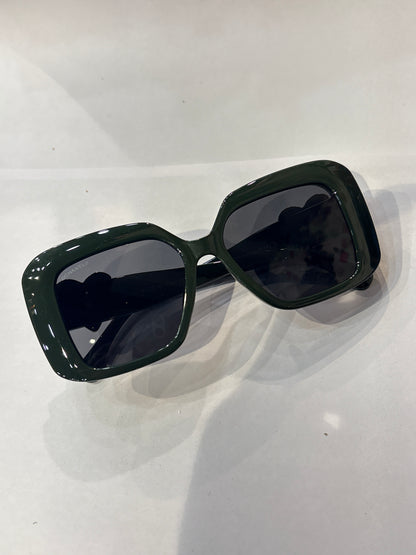 Cha Ahc Olive Green Frame Black Shade Unisex Sunglass 55185417-142
