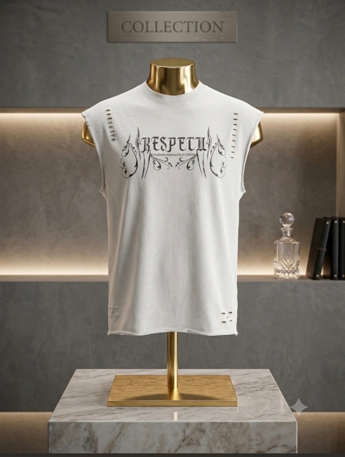 Fanyestore White Colour Respect  Print Cut Sleeve Rugged Imported Sando 3844